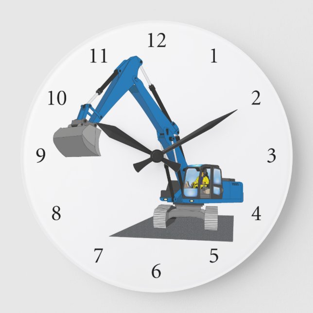 blue chain excavator large clock (Front)