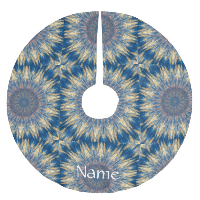 Blue Chakra Kaleidoscope Thunder_Cove Brushed Polyester Tree Skirt (Front)