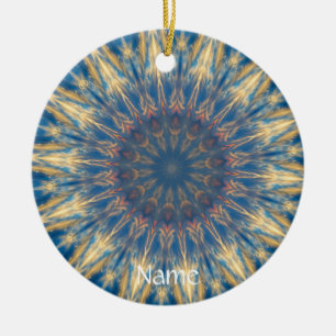 Blue Chakra Kaleidoscope Thunder_Cove Ceramic Tree Decoration