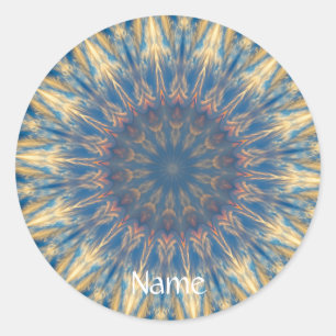 Blue Chakra Kaleidoscope Thunder_Cove Classic Round Sticker