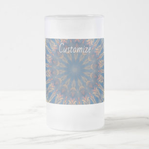 Blue Chakra Kaleidoscope Thunder_Cove Frosted Glass Beer Mug
