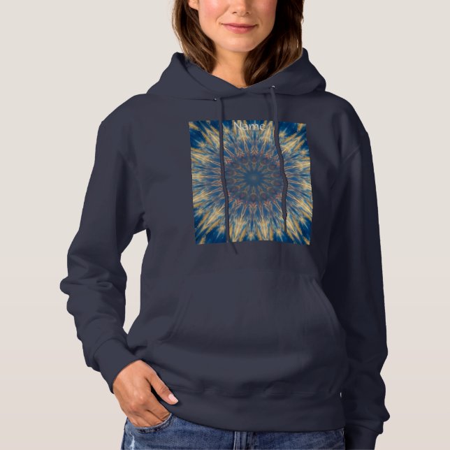 Blue Chakra Kaleidoscope Thunder_Cove Hoodie (Front)