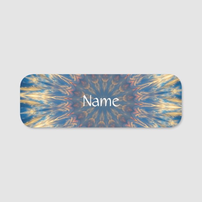 Blue Chakra Kaleidoscope Thunder_Cove Name Tag (Front)