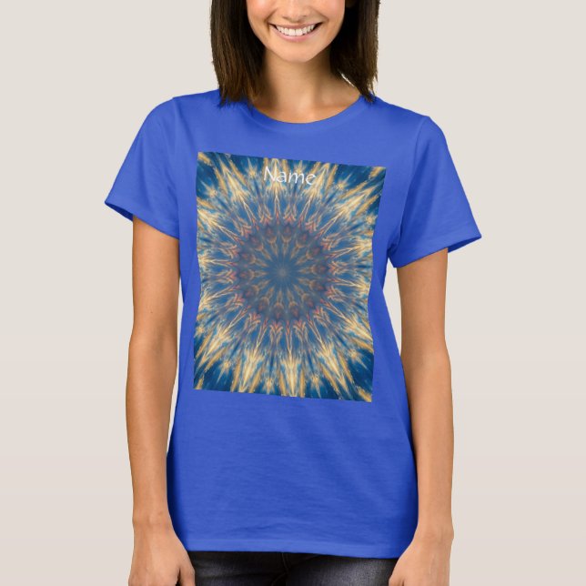 Blue Chakra Kaleidoscope Thunder_Cove  T-Shirt (Front)