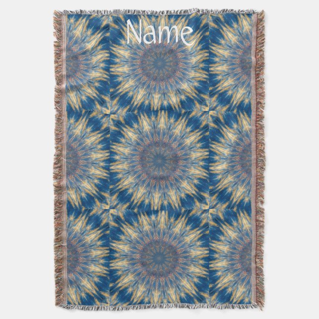 Blue Chakra Kaleidoscope Thunder_Cove Throw Blanket (Front Vertical)
