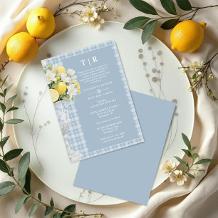 Blue Chalice Vase Mediterranean Lemons & Flowers Invitation