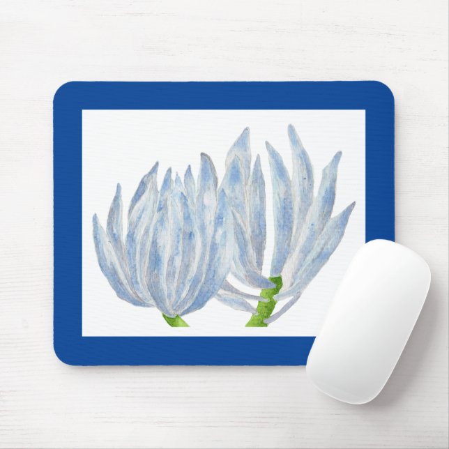 Blue Chalk Sticks on a Mouse Pad (With Mouse)