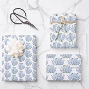 Blue Chalk Sticks on Wrapping Paper Set