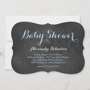 Blue Chalkboard Baby Shower Invitation