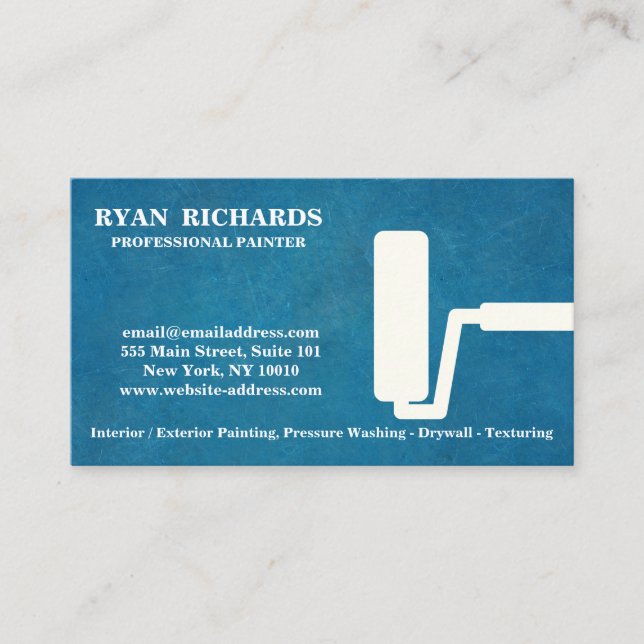 Blue Chalkboard House Painting Business Card (Front)