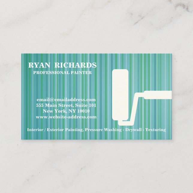 Blue Chalkboard House Painting Business Card (Front)
