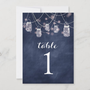 Blue Chalkboard Mason Jar Table Numbers