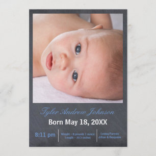Blue Chalkboard Photo - Birth Announcement