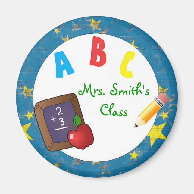 Blue Chalkboard School Teacher Magnet (Front)