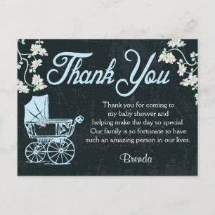 Blue Chalkboard Shower Thank You Cards