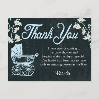 Blue Chalkboard Shower Thank You Cards