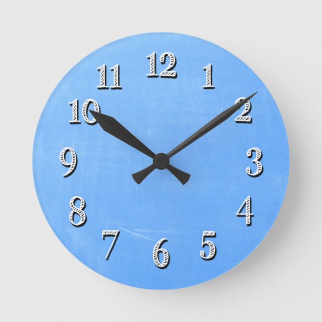 Blue Chalkboard Style Wall Clock (Front)