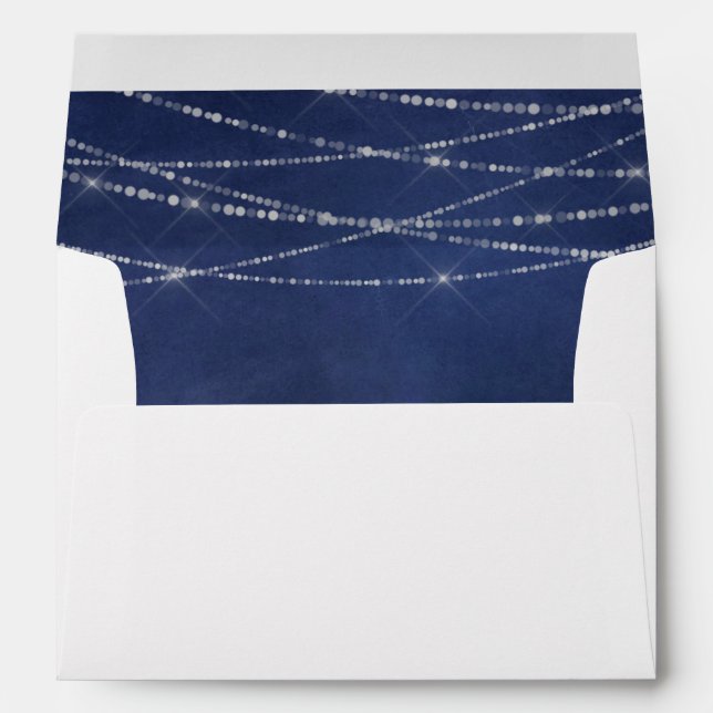 Blue Chalkboard & White String Lights Envelope (Back (Bottom))