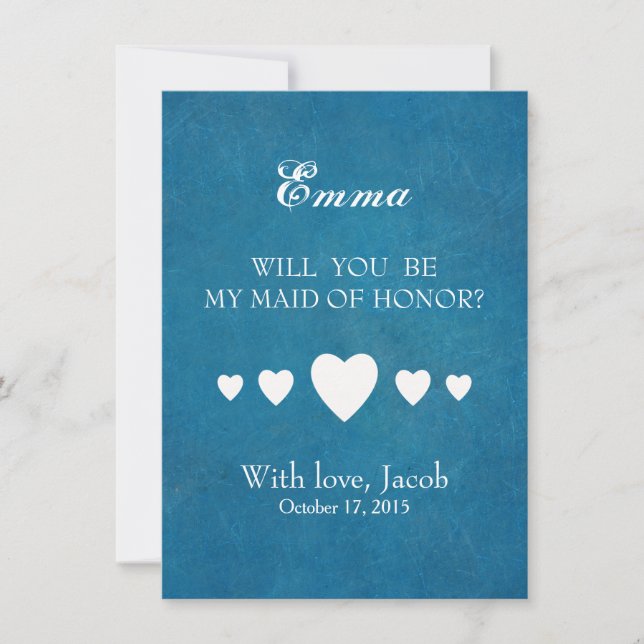 Blue Chalkboard Will You Be My MAID OF HONOR Invitation (Front)