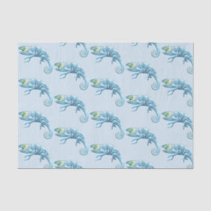 Blue Chameleon Pattern Tissue Paper