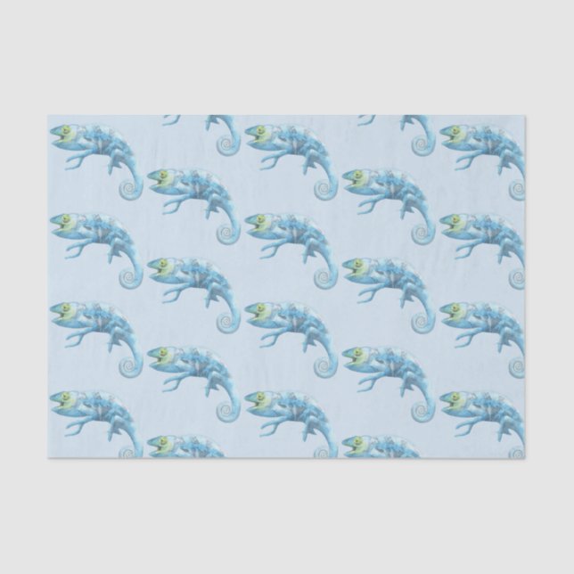 Blue Chameleon Pattern Tissue Paper (Front)