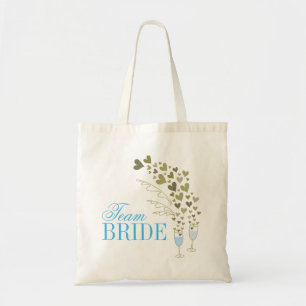 Blue Champagne Cheers Bachelorette Bridal Tote Bag