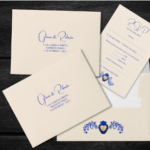 Blue Champagne Milagro Heart Mexican Wedding RSVP Envelope