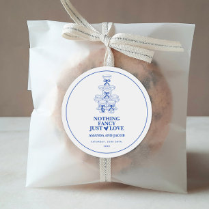 Blue Champagne Tower Nothing Fancy Just Love Classic Round Sticker