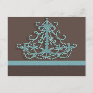 blue chandelier with chocolate background postcard