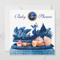 BLUE CHARIOT OF SWANS / CUPCAKES BOY BABY SHOWER