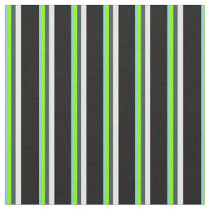 Blue, Chartreuse, Slate Grey, Mint Cream & Black Fabric