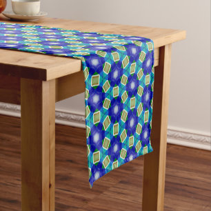 Blue, Chartreuse & Teal Short Table Runner