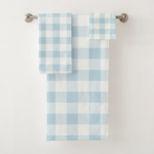 Blue Check Gingham Pattern Bath Towel Set