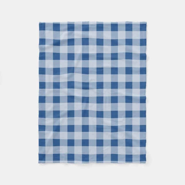 Blue check gingham pattern fleece picnic blankets (Front)