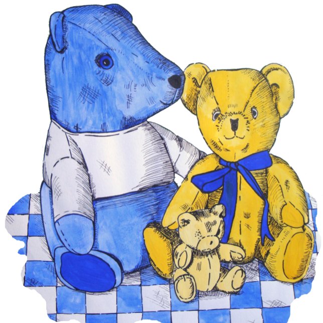 blue check picnic cloth with three cute teddies watch (Creator Uploaded)