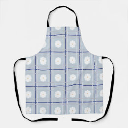 Blue Checkered Daisy pattern Apron