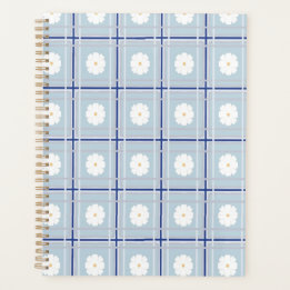 Blue Checkered Daisy pattern Planner