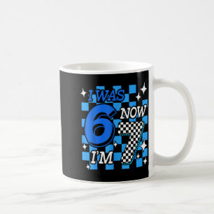 Blue Checkered I Was 6 Now Im 7 Birthday Boy Bday Coffee Mug