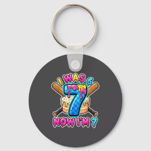 Blue Checkered I Was 6 Now I'm 7 Birthday Cake Bas Key Ring