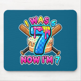 Blue Checkered I Was 6 Now I'm 7 Birthday Cake Bas Mouse Mat