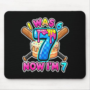 Blue Checkered I Was 6 Now Im 7 Birthday Cake Base Mouse Mat