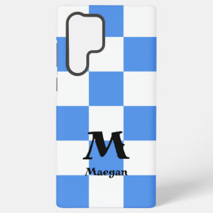 Blue Checkered Pattern Background Samsung Galaxy Case