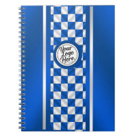 Blue Checkered Racing Stripe Logo Design Spiral