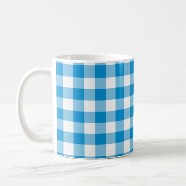 Blue Checkered Square Seamless Pattern  Coffee Mug (Left)