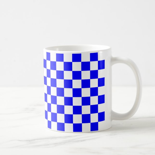 Blue Checkers Coffee Mug (Right)