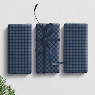 Blue checks simple preppy plaid coordinating wrapping paper sheet