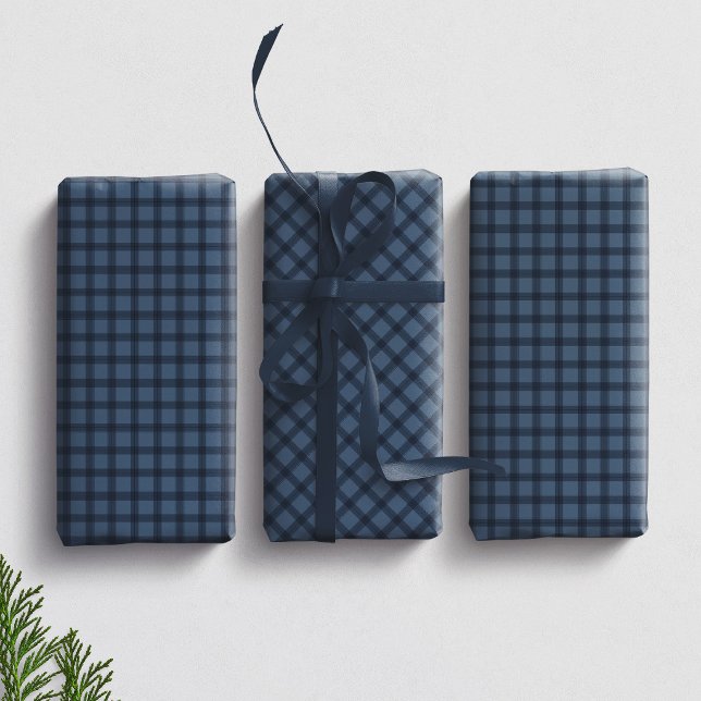 Blue checks simple preppy plaid coordinating wrapping paper sheet (Creator Uploaded)