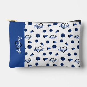 Blue Cheer Hearts, Pom Poms, Megaphone Pattern Accessory Pouch