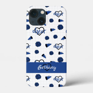 Blue Cheer Hearts, Pom Poms, Megaphone Pattern iPhone 13 Mini Case