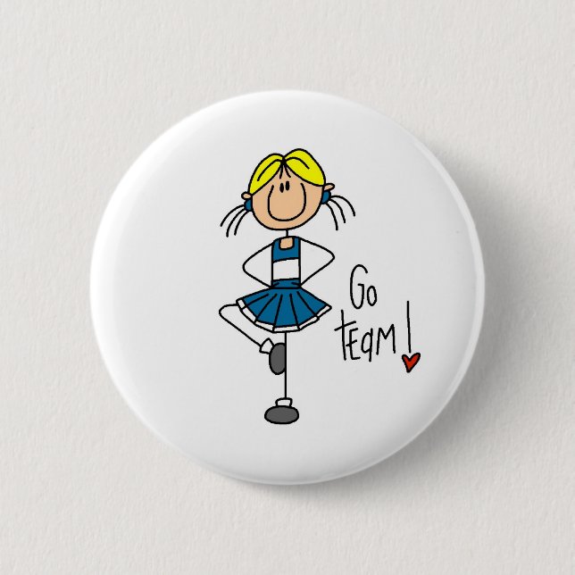 Blue Cheerleader 6 Cm Round Badge (Front)